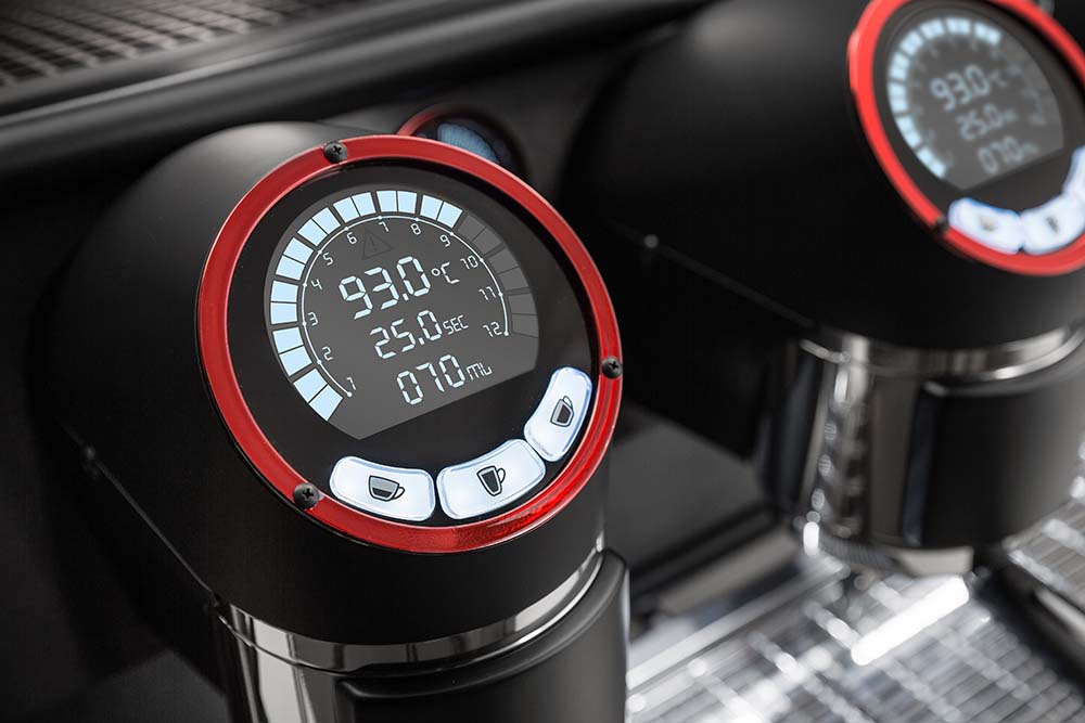 technical detail of a Sanremo commercial coffee machine.