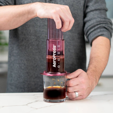 Aeropress Clear Pink Making Coffee