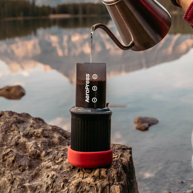 Aerobie, Aerobie AeroPress GO Travel Coffee Maker pouring water outside