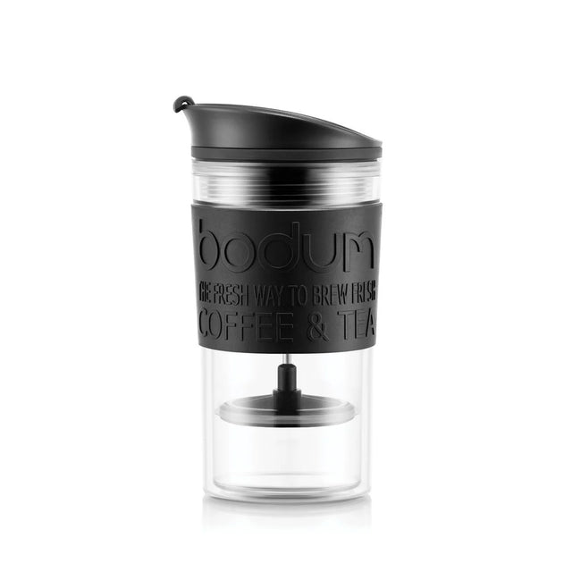 Bodum Plastic Travel Mug Cafetiere Press 0.35L with Spare Lid K11102-01 - Black