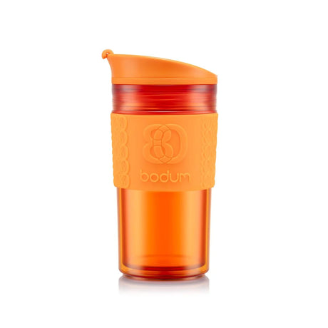 Bodum Travel Mug, Plastic, 0.35 , 12 oz - Orange Flame