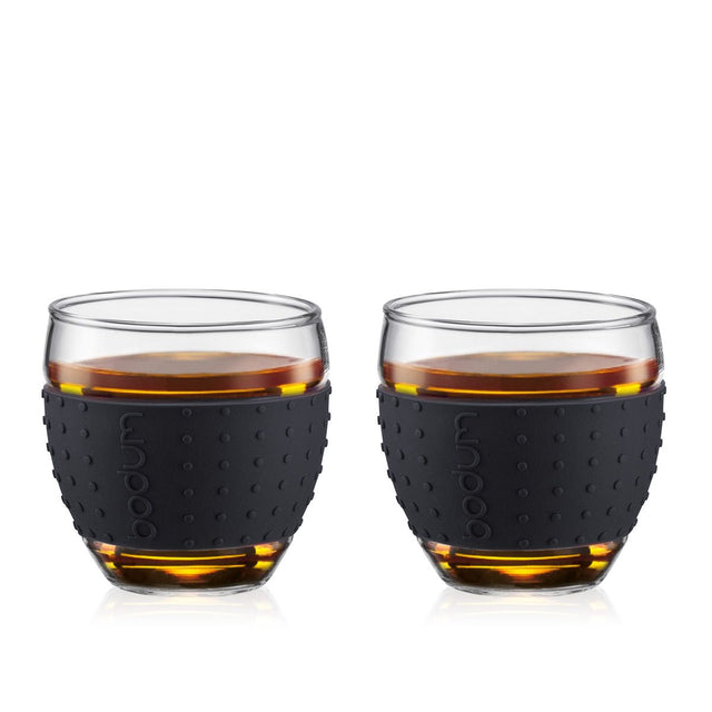 Bodum Pavina Set of 2 Glasses, 0.35L with Silicone Band - Black