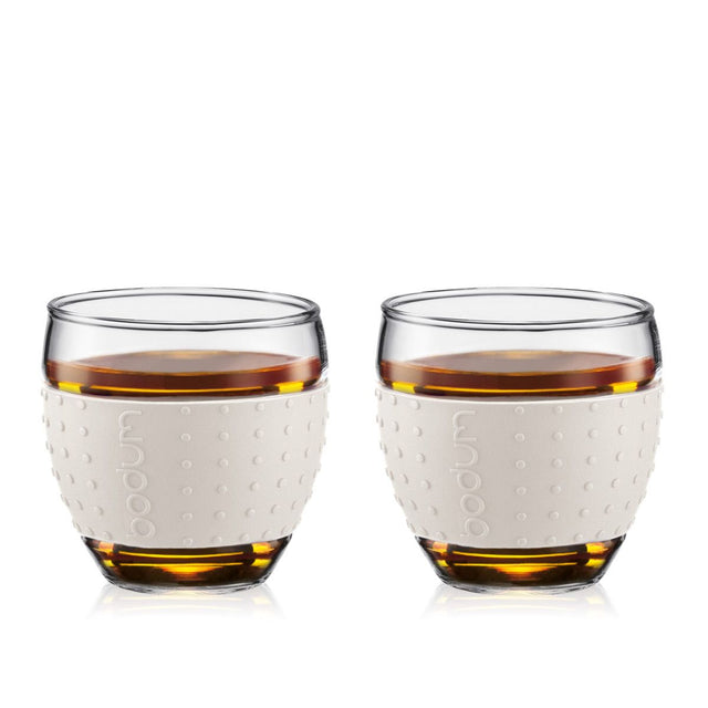 Bodum Pavina Set of 2 Glasses, 0.1L with White Silicone Band