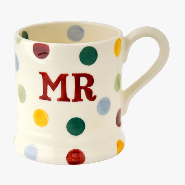 Emma Bridgewater Polka Dot Mr & Mrs Set of 2 1/2 Pint Mugs Boxed