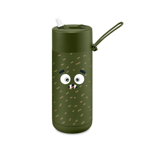 Frank Green Frankster Kids 16oz/475ml Ceramic Reusable Flip Straw Bottle -  Khaki Scout