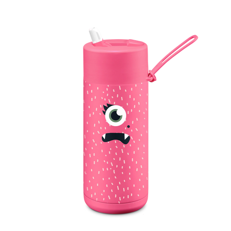 Frank Green Frankster Kids 16oz/475ml Ceramic Reusable Flip Straw Bottle -  Neon Pink Piper