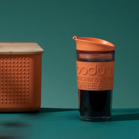 Bodum Travel Mug, Plastic - Orange Flame I Redber Coffee