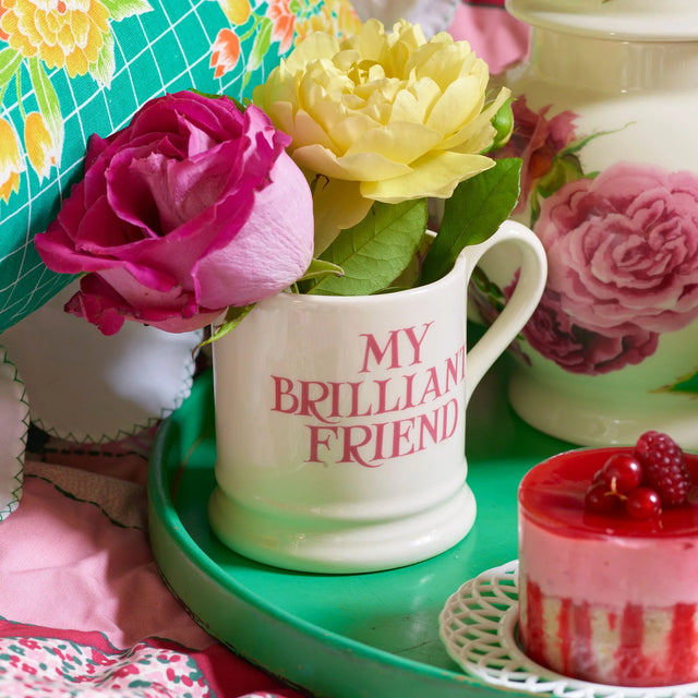 Emma Bridgewater Pink Toast My Brilliant Friend 1/2 Pint Mug