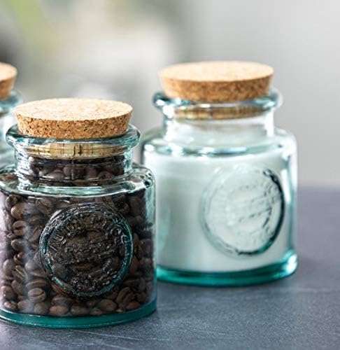 Tarro Recycled Glass 800ml Round Storage Jar with Cork Lid 800ml