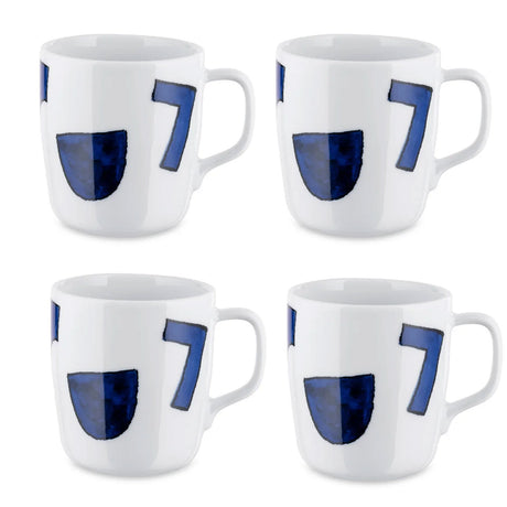 Alessi Itsumo Yunoki ware Porcelain Mugs Set of 4pcs, 300ml, White