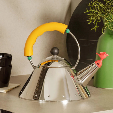 Alessi Kettle 9093, Yellow Handle 9093/1 Y I Redber  Coffee