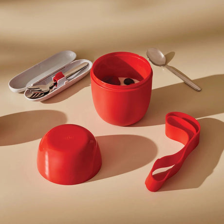 Alessi Food à Porter, Two-Compartment Lunch Box, Thermoplastic, Red I Redber Coffee