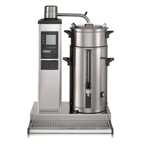 Bravilor Bonamat B10 L/R Filter Coffee Machine with two 10-litre stainless steel containers, designed for large-scale catering and high-capacity coffee brewing.