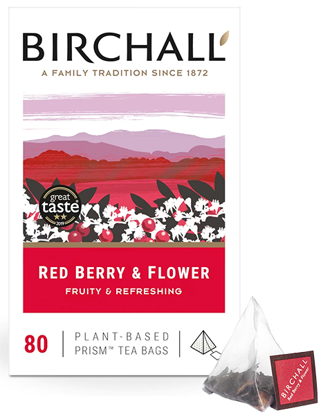 Birchall Plant-Based Prism Tea Bags 80pcs - Red Berry & Flower