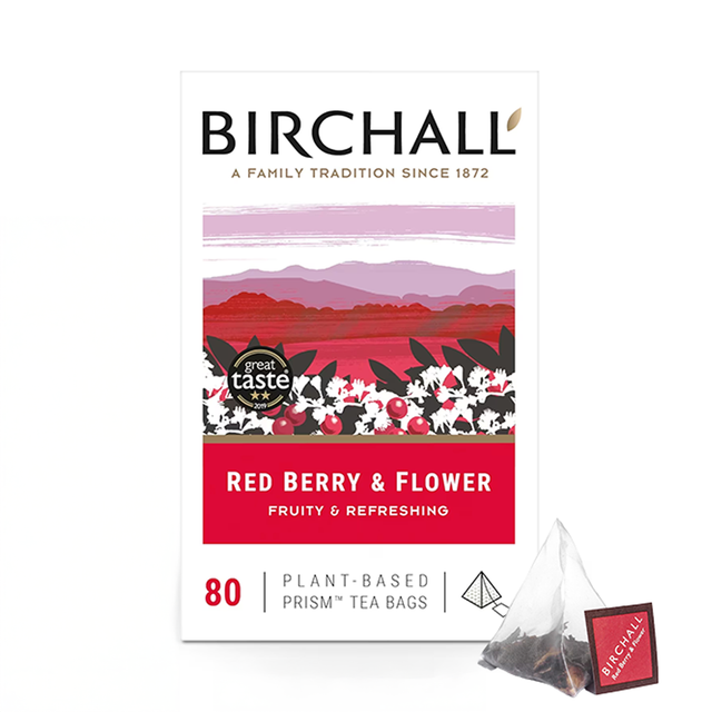 Birchall Plant-Based Prism Tea Bags 80pcs - Red Berry & Flower