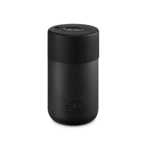 Frank Green 12oz/340ml Ceramic Reusable Cup with Button Lid - Midnight (Black) | Redber Coffee