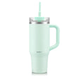 Bodum Travel Mug with Handle & Silicone Straw, 1.2l / 40oz in Belly Band - Creamy Mint