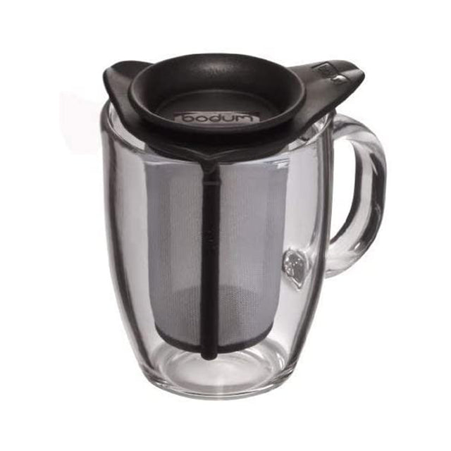 Bodum YO-YO Glass Mug with Tea Strainer (0.35 L/12 oz) - Black