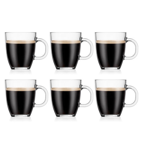 Bodum BISTRO Glass Coffee Mugs, 0.35 l, 12 oz, Set of 6