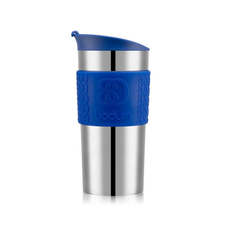 Bodum Travel Mug, Stainless Steel, 0.35 l, 12 oz - Candy Blue I Redber Coffee