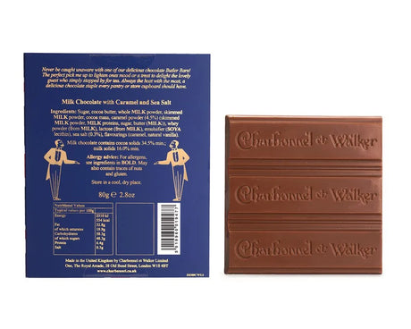 Charbonnel 80g Milk Sea Salt Caramel Chocolate ‘Butler’ bar Redber Coffee Roasters