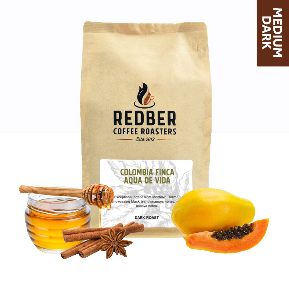 COLOMBIA FINCA AQUA DE VIDA Honey Process - Medium-Dark Roast Coffee