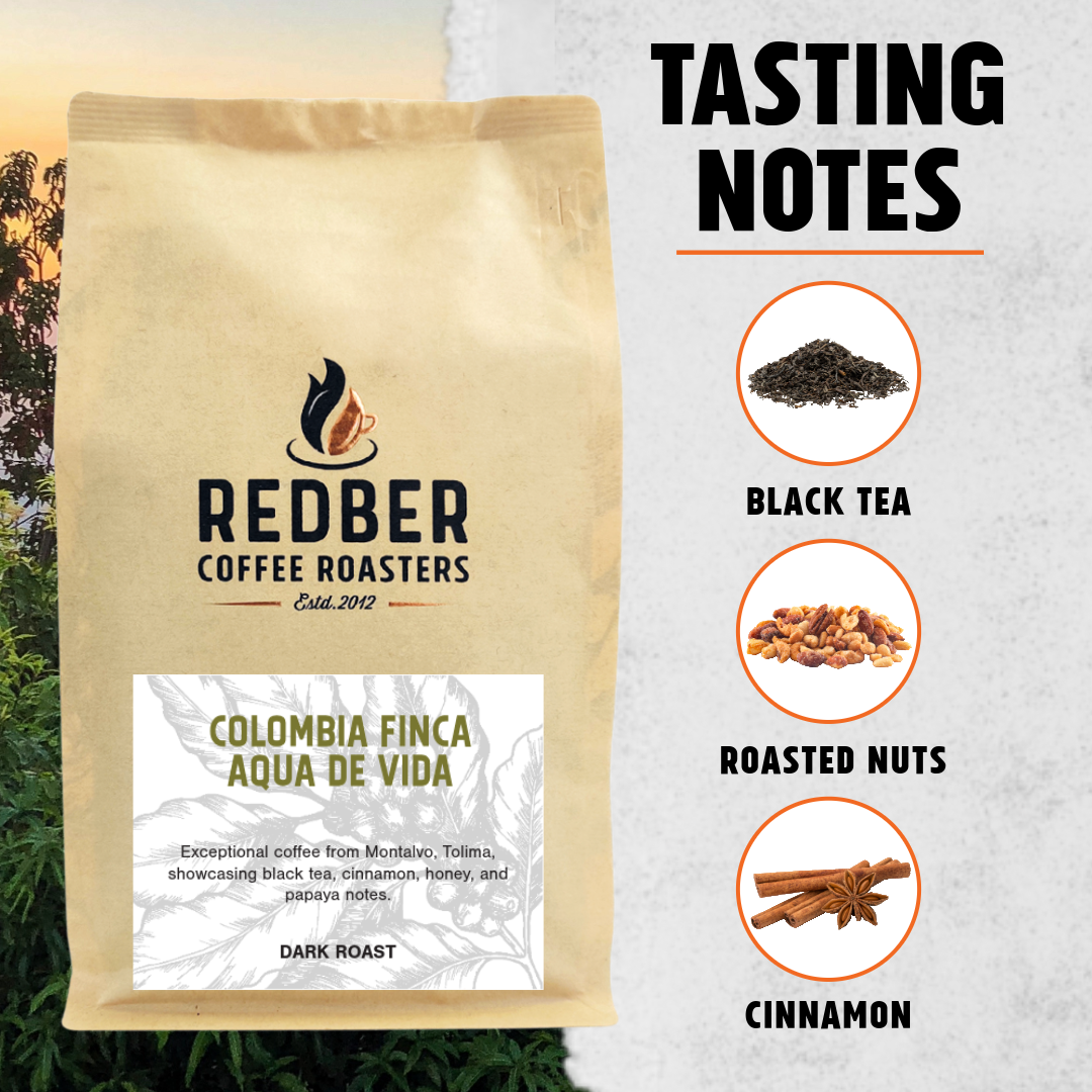 COLOMBIA FINCA AQUA DE VIDA Honey Process - Dark Roast Coffee