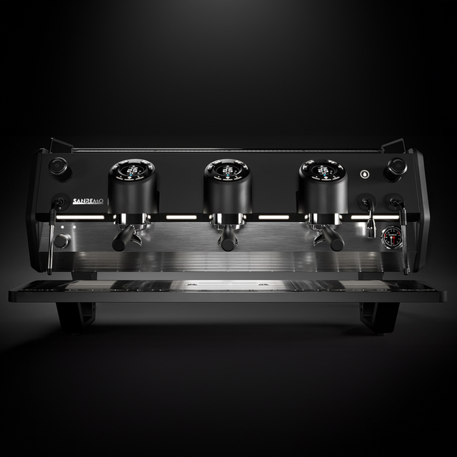 Sanremo D8 Espresso Machine, featuring its sleek design, durable stainless steel construction, and professional-grade components for high-volume coffee service I Redber