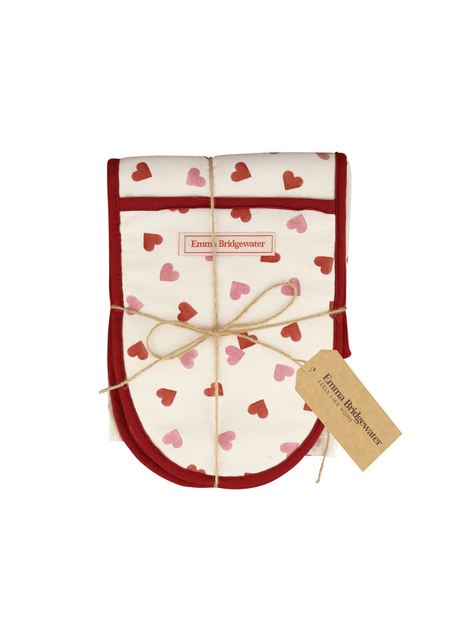 Emma Bridgewater Pink Hearts Tea Towel & Double Oven Glove Set