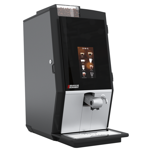 Bravilor Bonamat ESPRECIOUS 22 Bean to Cup Coffee Machine with dual bean canisters, fresh milk system, and touchscreen interface for versatile coffee options.