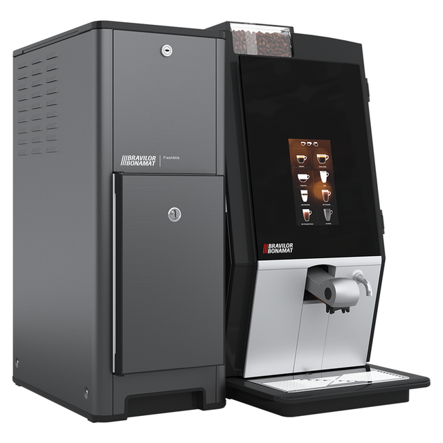 Bravilor Bonamat ESPRECIOUS 11L Bean to Cup Coffee Machine with fresh milk system, touchscreen interface, and versatile drink options for professional use I Redber