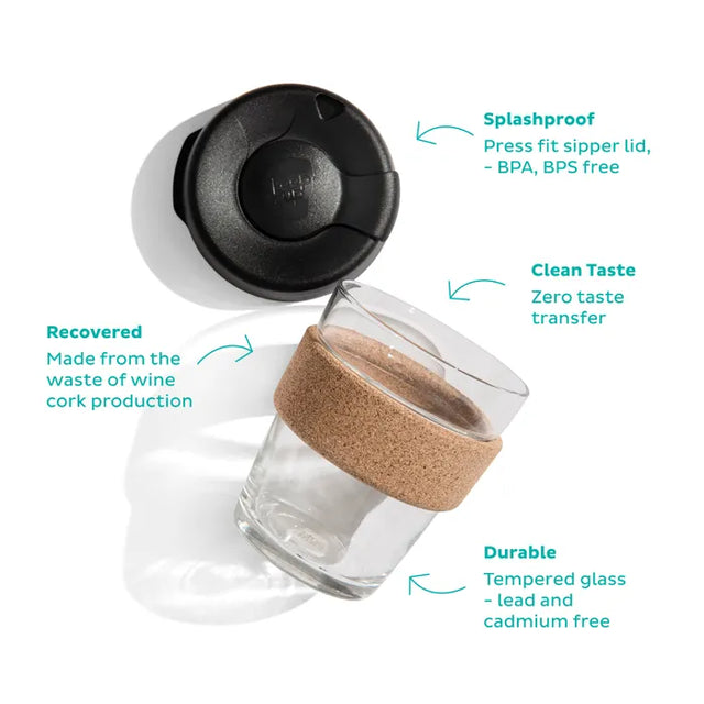 KeepCup Brew Cork Glass Reusable Coffee Cup M 12oz/340ml - Daybreak