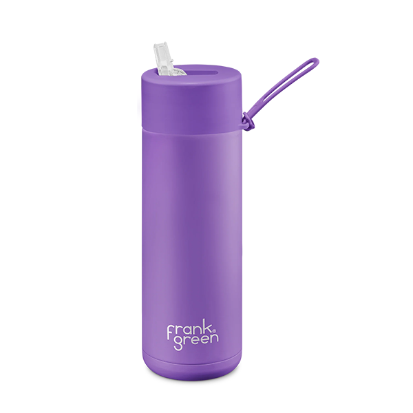 Frank Green 20oz/595ml Ceramic Reusable Straw Bottle - Cosmic Purple