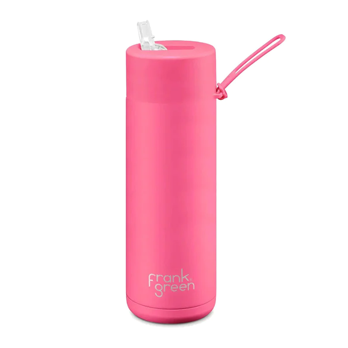 Frank Green 20oz/595ml Ceramic Reusable Straw Bottle - Neon Pink ...