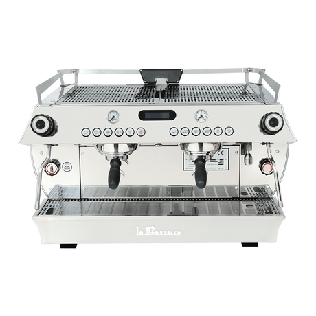 La Marzocco GB5 X espresso machine, designed for high-volume cafés and restaurants. Features dual PID temperature control, Auto-Volumetric (AV), and Auto Brew Ratio (ABR) for consistent, premium coffee. Available in 2-group, 3-group, and 4-group configurations, combining Italian craftsmanship with advanced brewing technology