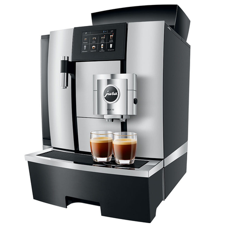 JURA GIGA X3 Gen II Pro Bean to Cup coffee machine with dual ceramic disc grinders, 4.3-inch touchscreen display, and Pulse Extraction Process, ideal for high-volume offices and self-service environments.