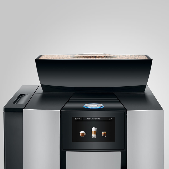 JURA GIGA X3 Gen II Pro Bean to Cup coffee machine with dual ceramic disc grinders, 4.3-inch touchscreen display, and Pulse Extraction Process, ideal for high-volume offices and self-service environments.