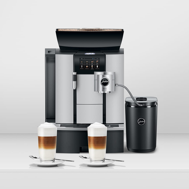 JURA GIGA X3 Gen II Pro Bean to Cup coffee machine with dual ceramic disc grinders, 4.3-inch touchscreen display, and Pulse Extraction Process, ideal for high-volume offices and self-service environments.