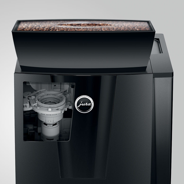 JURA GIGA X3 Gen II Pro Bean to Cup coffee machine with dual ceramic disc grinders, 4.3-inch touchscreen display, and Pulse Extraction Process, ideal for high-volume offices and self-service environments.