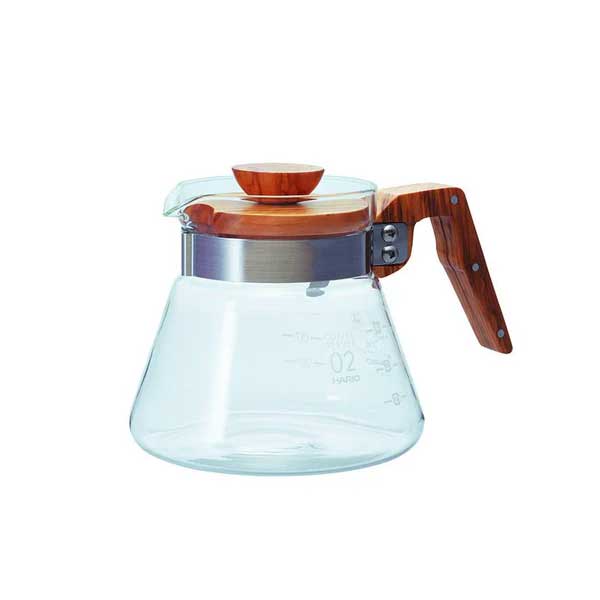 Hario V60 Olive Wood Glass Server 600ml