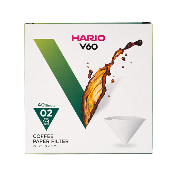 Hario V60 02 (2 Cups) Coffee Paper Filters 40 pcs - White