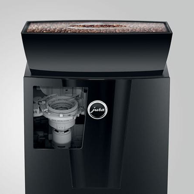 JURA GIGA X3c coffee machine with 150-cup capacity, ceramic disc grinder, and customizable settings. Perfect for large offices and hospitality venues