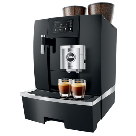 JURA GIGA X8c professional coffee machine with dual ceramic grinders, 4.3'' touchscreen, and high-capacity output for commercial use I Redber Coffee