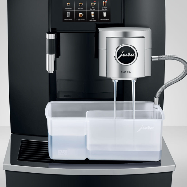 JURA GIGA X8c professional coffee machine with dual ceramic grinders, 4.3'' touchscreen, and high-capacity output for commercial use I Redber Coffee