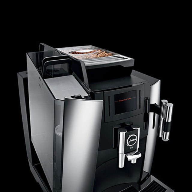 Jura WE8 Bean-to-Cup Coffee Machine with one-touch operation, 12 programmable drink options, and Pulse Extraction Process (P.E.P.), ideal for small offices and self-service areas I Redber Coffee