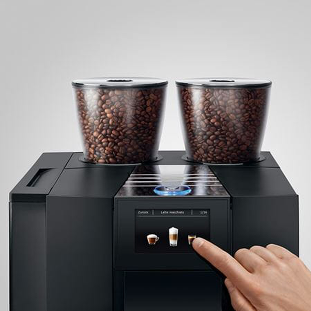 JURA GIGA X8 professional coffee machine with dual grinders and 4.3'' touchscreen, ideal for high-volume environments I Redber Coffee