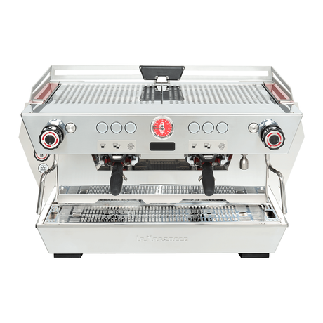 La Marzocco KB90 espresso machine with innovative straight-in portafilter and dual boiler system, ideal for high-volume coffee shops.