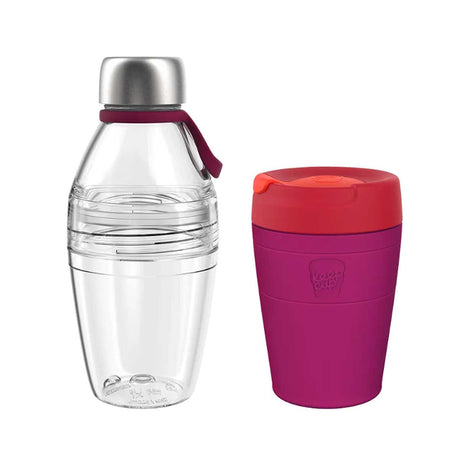 KeepCup Gift Sets Travel Light Water Bottle & Reusable Coffee Cup - Wine / Rue