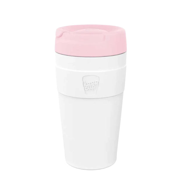 KeepCup Helix Traveller Stainless Steel Reusable Coffee Cup L 16oz/454ml - White Pink