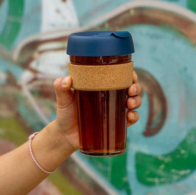 KeepCup Brew Cork Glass Reusable Coffee Cup L 16oz/454ml - Deep